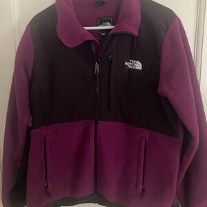 The North Face Women's Magenta and Black Fleece Jacket